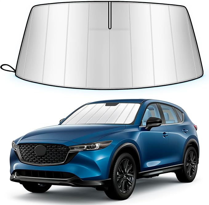 Windshield Sun Shade for Mazda CX5 CX-5 2017-2026, Custom Fit Folding Design Car Front Window Sunshade Sun Visor Shield Accessories for Interior Protector, Blocks UV Rays & Heat
