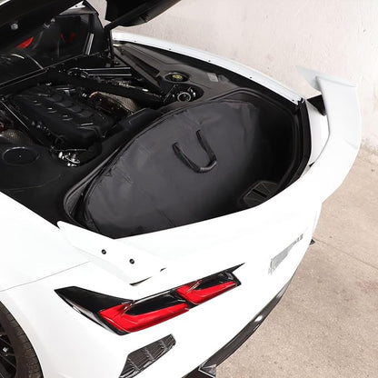 Hardtop Removable Roof Panel Storage Bag Compatible with Corvette C8 Coupe Stingray 2020 2021 2022 2023 2024 2025 (Manual Sunroof) Black Leather Interior Organizer Accessories