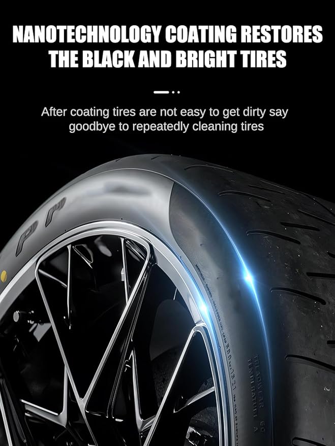 Car Tire Shine with Sponge, 10.5oz/300g Tire Coating & Polishing Paste, Upgraded Long-Lasting Tire Reshine Paste for Cars Trucks Motorcycles RVs & More, Quick Glossy Effect
