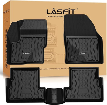 LASFIT Floor Mats for 2015-2019 Lincoln MKC, Custom Fit All Weather TPE Floor Liners, Full Coverage Front & 2nd Row 3-Pcs Set, Black