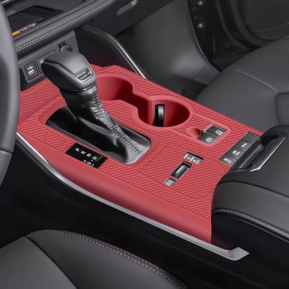 Temmis Center Console Silicone Organizer with Cup Holder for Toyota Highlander 2020-2022 (Hybrid Version), Full-Wrap Center Consel Electrostatic adsorption Cover for Toyota Highlander-Red