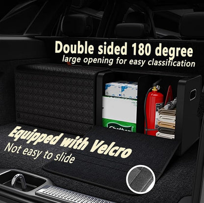 GMQ Car Trunk Organizer for SUV,Car Organizers and Storage with Collapsible Storage, Magnetic Lid Large Capacity for SUV, Truck, MPV (3D-Black, L-21.5×13×12.5 IN)