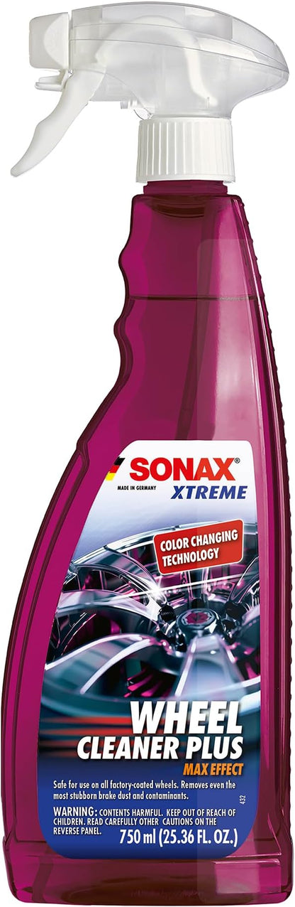 SONAX Wheel Cleaner Plus 230400 | Non-Acid, Color-Changing Rim Cleaner for Brake Dust, Grime, and Dirt Removal | Safe for All Wheels and Finishes | Powerful Deep Cleaning Formula | 750ml (25oz)