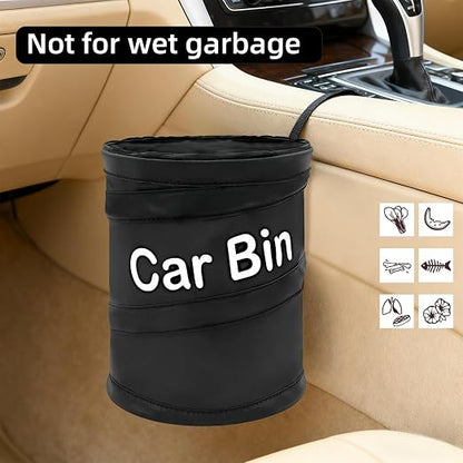GiftNest Car Trash Can for Back Seat 1-Second Pop Up Foldable Leakproof 1 Gallon Car Garbage Bin with Hook and Loop Strap Waterproof Liner Car Garbage Bag Fits Cars, Home, Office