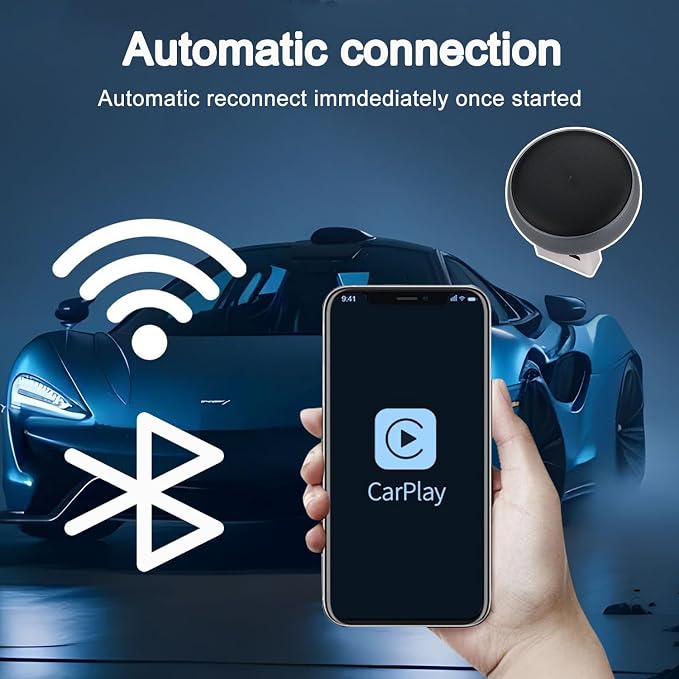 Wireless CarPlay Adapter for Apple Car Play, Small Mini Edition, Converts Factory Wired to Wireless CarPlay, Plug & Play Adapter for Apple iPhone iOS 10+ & Cars from 2015+(2026 Upgrade Grey)