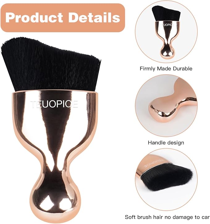 Car Interior Cleaning Brush, Car Duster Interior,Car Detailing Brush Dusting Brush,Car Interior Cleaning Tool, Auto Soft Hair Car Brush,Auto Interior Dust Brush for Air Vents(Rose Gold)
