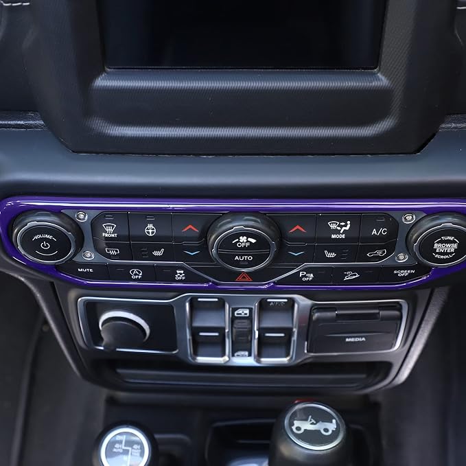 RT-TCZ Air Conditioning Dashboard Center Console Control Trim Panel Cover Interior Accessories Decoration Trim Kit for 2018-2022 Jeep Wrangler JL JLU & Jeep Gladiator JT (Purple)