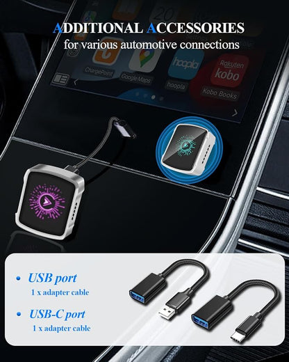 2-in-1 Wireless CarPlay & Android Auto Adapter,2026 Upgrade Auto Adapter Instant Wired to Wireless Conversion, Plug & Play, Mini & Stable with USB-C/Type-C, Compatible with iOS 10+ & Android 11+