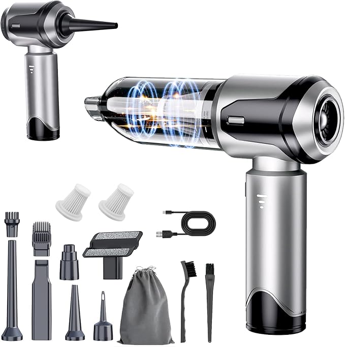Car Vacuum Portable Cordless, 20000PA 120W 4 in 1 High Power Handheld Cordless Vacuum Cleaner & Air Duster,Air Blower,Multi-Nozzles,Brushless Motor 3-Speed Modes,for Car, Home, Pet,Office & Camping