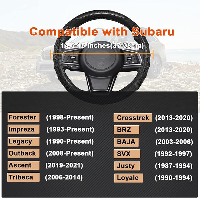 GIANT PANDA Steering Wheel Cover for Subaru Forester, Car Steering Wheel Cover for Subaru Outback and Crosstrek - Gray