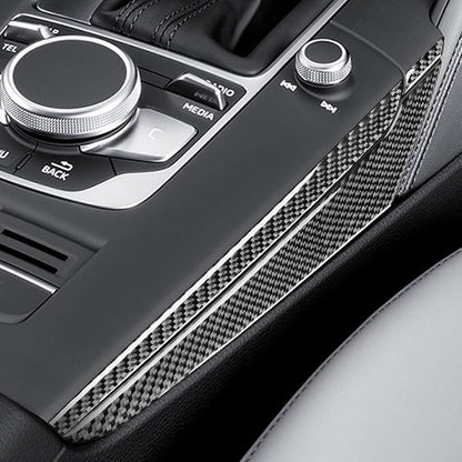 Real Premium Carbon Fiber Sticker Compatible with Audi A3 S3 RS3 8V 2013 2014 2015 2016 2017 2018 2019 Car Gear Shift Panel Sides Decor Trim Auto Interior Accessories Decal 6pcs Black