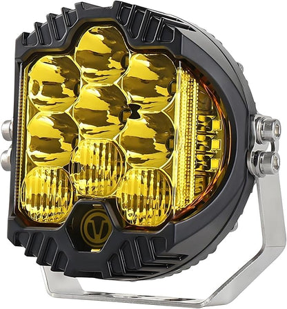 7 Inch 90W Amber Yellow LED Driving Light Compatible with Wrangler Off Road Vehicle ATV UTV Cart Lighting Trucks Pickup F150 Work Light, Pack of 1