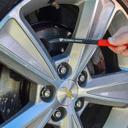 Detail King Caliper Spoke Wheel Woolie 12” - 45 Degree Angle - Brush Head Constructed of Polypropylene Fibers to Reduce Splatter