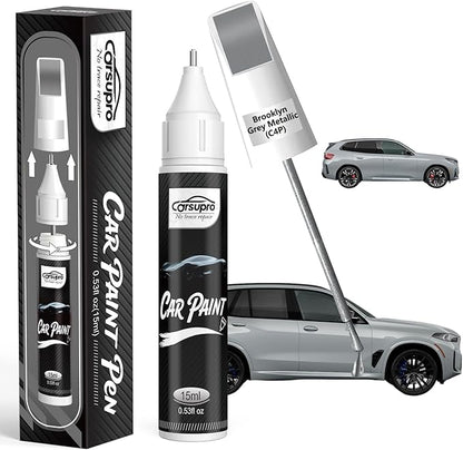 Brooklyn Grey Metallic(C4P) for BMW Touch Up Paint Pen, 2 in 1 Car Scratch Remover with Pen Tip and Brush, Precise Color Match for Car Paint Scratch Repair, Quickly and Easily Fix Chips and Nicks