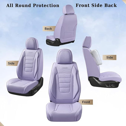 Coverado Car Seat Covers Front, Seat Covers for Cars, Waterproof 2-Pack Car Seat Cushions, Leather Carseat Seat Protectors, Universal Seat Covers Fit for Most Sedans SUV Pick-up Trucks(Purple)