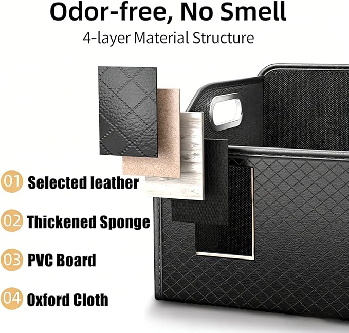 Car Trunk Organizer and Car Storage,Collapsible Multi-Compartment Car Organizers, Waterproof Foldable Luggage Bag with 4 Pockets，Suitable for Any Car