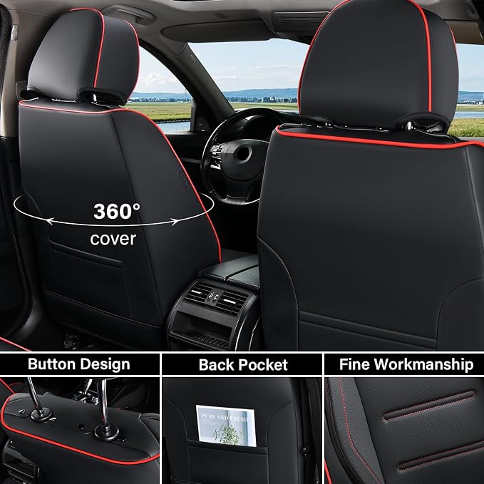 Coverado Car Seat Covers, Front Covers for Cars, Car Seat Cover Front Seats, Car Seat Protector Waterproof, Leather Car Seat Cushion, Universal Interior Covers Seat Protectors for Most Cars