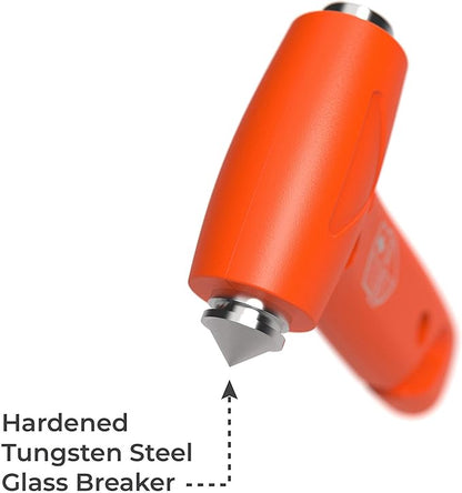 Swiss Safe Durable 5-1 Car Safety Hammer Window Breaker Breaker Tool w/Seatbelt Cutter - Emergency Escape Glass Hammer - Truck, Car Safety Essentials & Accessories - Orange, 1 Pack