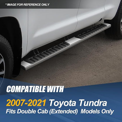 Auto Dynasty Running Boards Compatible with 2007-2021 Toyota Tundra Double Extended Cab, Stainless Steel Side Step Rail Nerf Bars, 6.75" Step Bars, Chrome