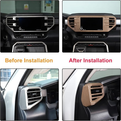 Car Center Console Air Conditioning Outlet Trim Cover Kit Compatible with Toyota Tundra/Sequoia 2022-2026, ABS Dashboard Side A/C Vent Panel Decorative Frame Protector Accessories, For 8-inch Screen