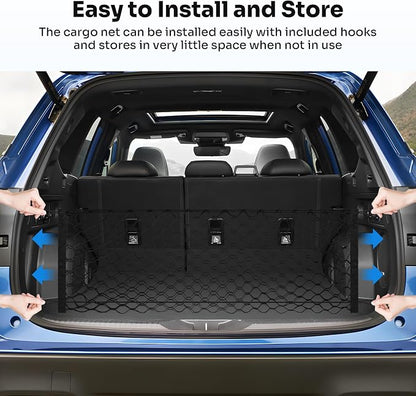 Canvcle Trunk Cargo Net for 2019-2024 Forester Accessories Envelope Style Mesh Trunk Net Organizer and Storage Stretchable Adjustable Elastic Nylon Rear Cargo Netting with Hooks