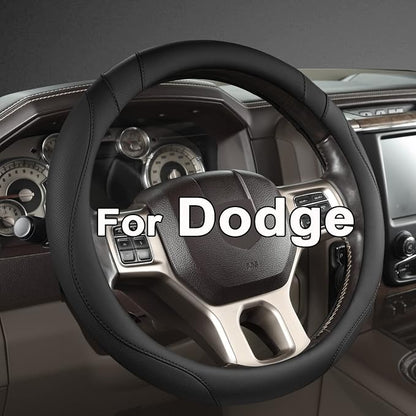 West Llama Customized Auto Car Steering Wheel Cover for Dodge 1989-2011 RAM 1500 2500 3500, Charger, Durango, Challenger (Black-Standard Size)