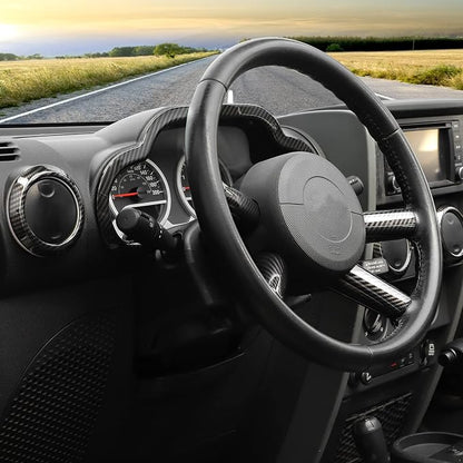10PCS Full Set Interior Trim Kit Compatible with 2007-2010 Jeep Wrangler JK JKU,Co-Pilot Grab Handle Dashboard Frame Bezel Side Outlet Cover Trim (Carbon Fiber)