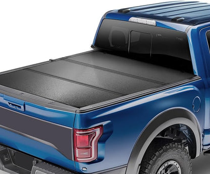 VEVOR Hard Tri-Fold Truck Bed Tonneau Cover, Compatible with 2015-2024 Ford F-150, Lightning, Styleside 5.5' (65.4") Bed, Fit 5.6' x 5.4'/5.5' x 5.4' (67.1" x 65.2"/65.4" x 65.2") Inside Bed, 400lbs