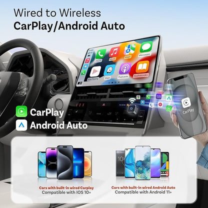 OTTOCAST Mini 3.0 (Pot) 2025 2-in-1 Wireless CarPlay/Android Auto Adapter, 5GHz WiFi, Auto Connect for 2016+ Cars