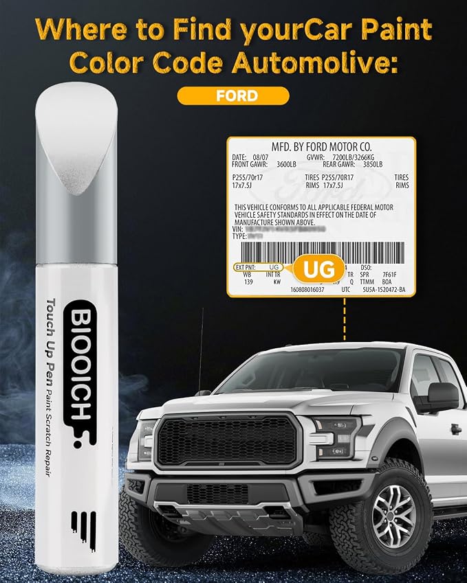 Touch Up Paint Pen Exact Color Match Car Chip and Scratch Repair (for Ford, White Platinum Metallic Tricoat(UG))
