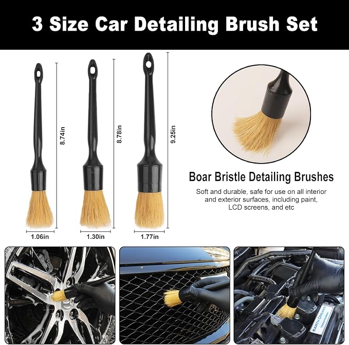 Car Wheel Brush kit, Tire Brush, Wheel Cleaner Brush, Soft-bristled Rim Cleaner Brush, Car Detailing Brushes, Wheel Brushes for Cleaning Wheels,Tires, Car Cleaning Brush Supplies Kit
