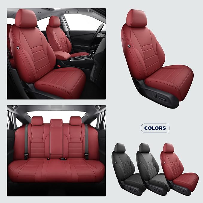Custom for Honda Accord Seat Covers 2023 2024 2025 2026 EX,SE,EX-L,Sport-L,Touring & 2023-2026 (Hybrid) Sport,Touring,EXL,Sport-L, (Rear Row W/40/60 Split Backrest) - Burgundy