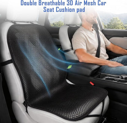 3D Air Mesh Cooling Car Seat Cushion,Integrated-Type,Black | Ventilated pad for car SUV truck van pickup, 3D Air Mesh Cooling design, Cool and comfortable during long drives