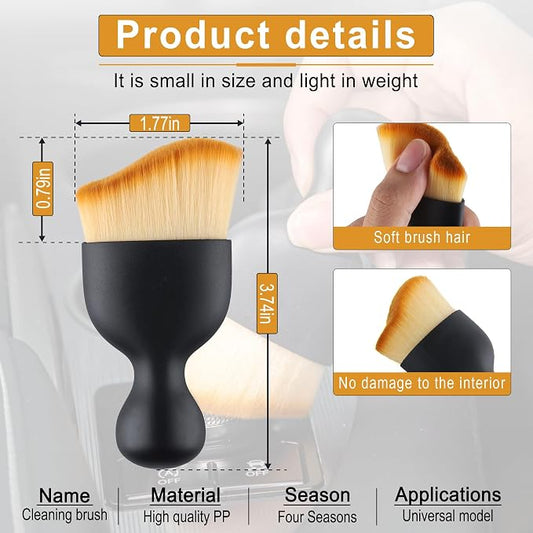 GaRhomxy Car Detailing Brushes, Car Interior Dust Sweeping Soft Brush, Soft Bristles Brush Cleaning Tool for Automotive Dashboard, Air Conditioner Vents, Computer, Scratch Free(Yellow)
