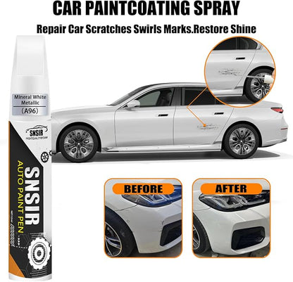 Car Touch up Paint(A96 Mineral White Metallic) Compatible with BMW | Automotive Paint Pen for BMW 2/3/4/5/7/8/X1/X2/X3/X4/X5/X6/X7/XM/i4/i5/i7, Car Paint Pen Scratch Repair