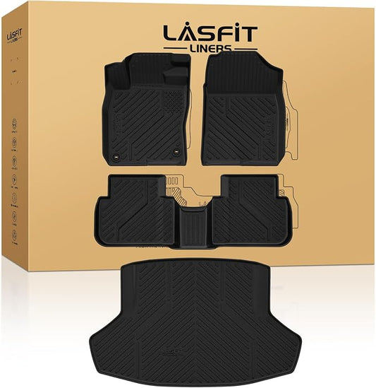 LASFIT Floor Mats & Trunk Mat for 11th Gen Honda Civic 2026 2025 2024 2023 2022 Sedan (Fits Rear Seats with or Without USB Ports), All Weather TPE Car Floor Liners,1st & 2nd Row & Trunk Liner