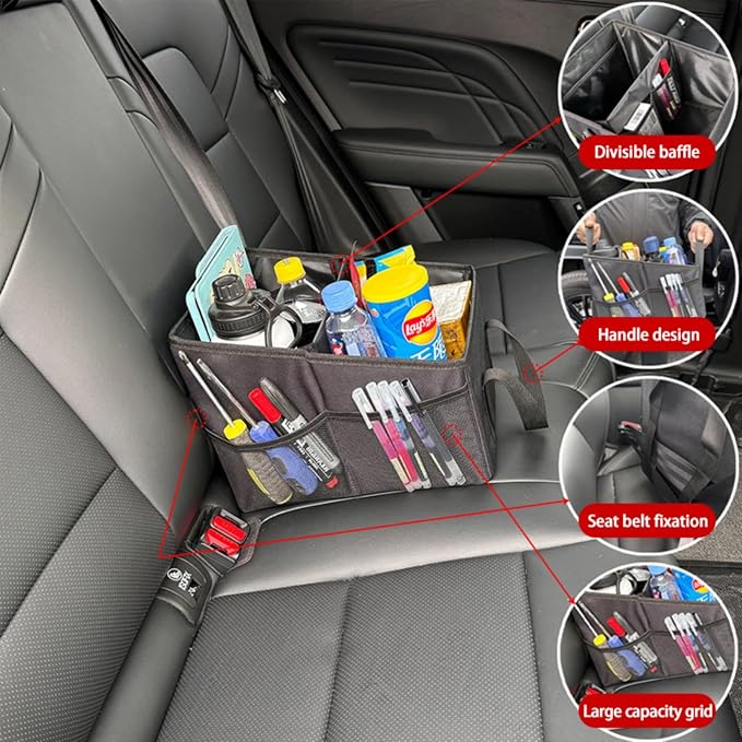 Car Organizer - Car Organizers and Storage, Collapsible Small Car Seat Storage Organizer for Console Front/Back, Automotive Backseat Organizer Passenger Seat Organizer