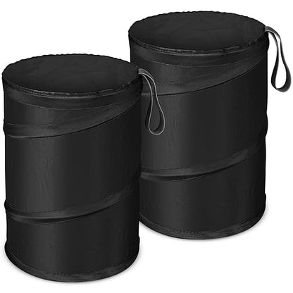 Car Trash Can, 2 Packs 2.6 Gallons Collapsible Car Garbage Can | Pop-Up Trash Can for Car Front Back Seat, Portable Car Trash Bag Hanging for Vehicle SUV Rv Truck Accessories Interior, Black