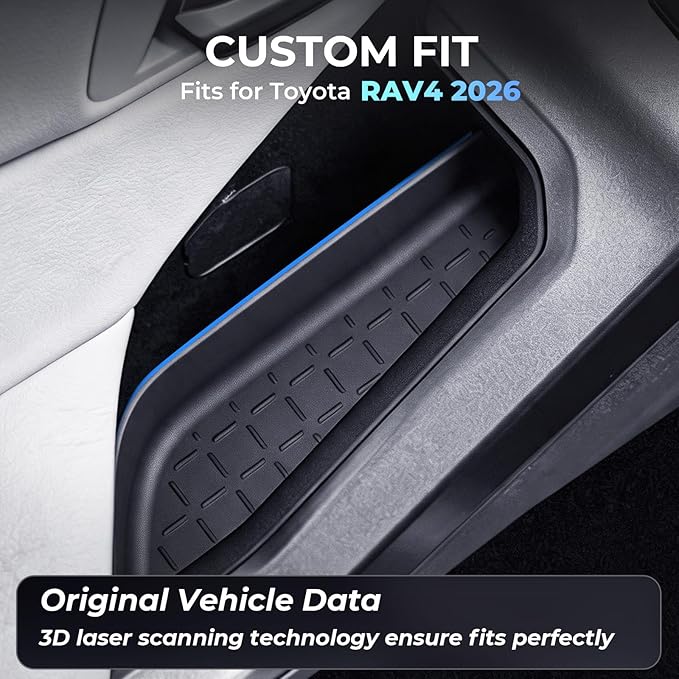 4PCS Door Side Organizer Storage Box for Toyota RAV4 2026 (6th Gen) Interior Accessories, Front & Rear Door Pocket Storage Insert Tray for 2026 RAV 4, Black