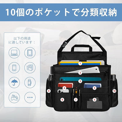 Car Backseat Organizer for Kids, Hanging Front Seat Storage Organizer with 10+ Pockets, Laptop Compartment, Cup Holders for Water Bottle - Car Organizer for Truck, SUV, Minivan Accessories