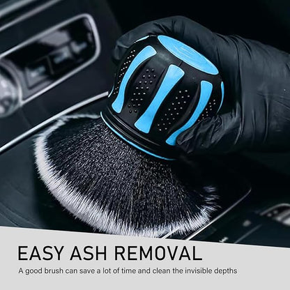 Car Cleaning Brush, Air Conditioning Vent Seat Gap Detail Dust Removal Brush with Storage Rack, Multi-Function Ball Soft Brush with Non-Slip Handle, for Most Cars Trucks Home (Blue)