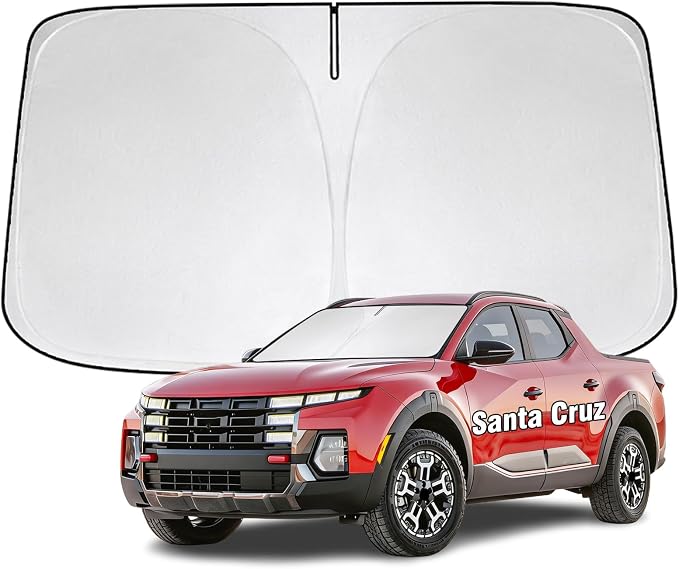 Windshield Sun Shade for Hyundai Santa Cruz 2022-2026 Sunshade 300T Windshield Cover Blocks UV Rays Custom Fit Santa Cruz Front Window Shades Windshield Accessories Keep Cool Foldable