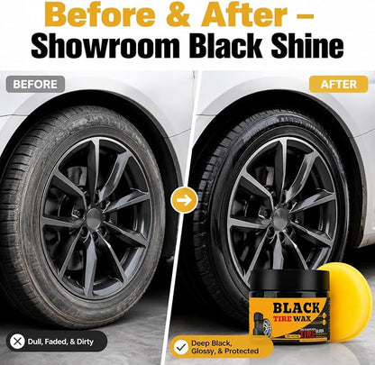 XIRUJNFD 80g Premium Tire Coating & Trim Restorer, Restores Deep Black Shine on Rubber, Tire Shine Polishing Paste with Sponge, Long-Lasting Coating Protection for Car, Truck, Motorcycle, RV (3)