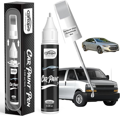 Ice/Quick Silver/Switchblade Met(GAN/9W5/WA636R/WA8636/17) for Chevrolet Touch Up Paint Pen, 2 in 1 Car Scratch Remover with Pen Tip and Brush, Precise Color Match for Car Paint Scratch Repair, Quickly and Easily Fix Chips and Nicks