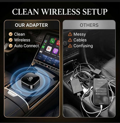 2-in-1 Wireless CarPlay & Android Auto Adapter, Wired to Wireless Adapter for Factory Wired CarPlay Vehicles, 5.8GHz WiFi, Bluetooth 5.3, Fast Auto-Connect – Black