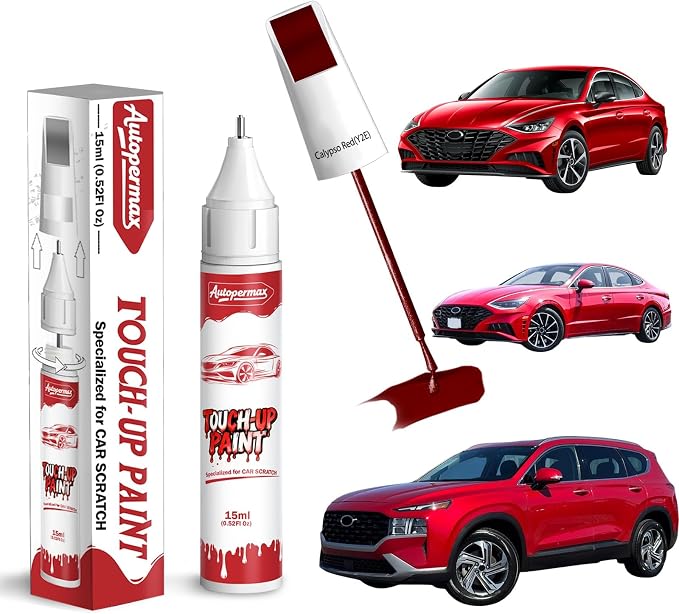 Y2E Calypso Red Car Touch Up Paint for Hyundai, Color Accurate Two-In-One Car Paint Scratch Repair Pen, Professional Scratch Remover for Vehicles Chips and Nicks Scuff