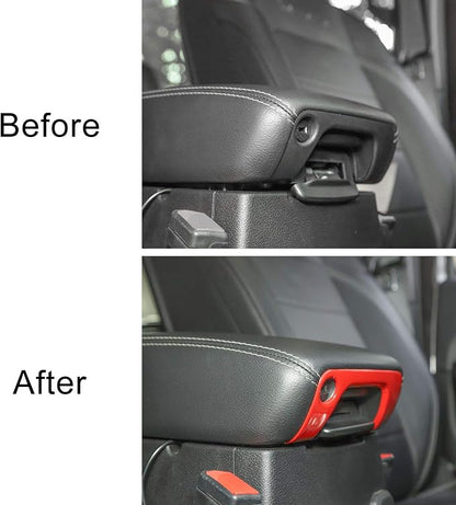 Voodonal for JL 4WD Shift Knob Gear Shift Bezel Front Cup Holder Center Armrest Switch Lock Hole Cover Trim Kits Fit for 2018-2026+Jeep Wrangler JL JLU Gladiator JT Interior Accessories 4pcs Red(AT)