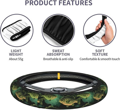 Fish Steering Wheel Covers Non Slip Neoprene Universal 15 Inch Steering Wheel Protector Car Cover for Men Women