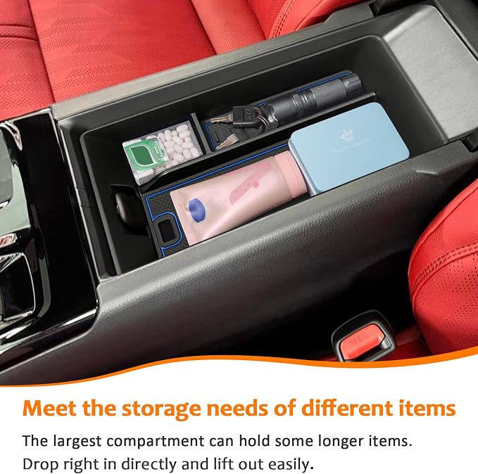 TOPINSTALL Blue Center Console Tray Compatible with 2025 2026 Camry (XSE/XLE/SE/LE) Armrest Storage Box Console Organizer for 9th Gen Camry Interior Accessories