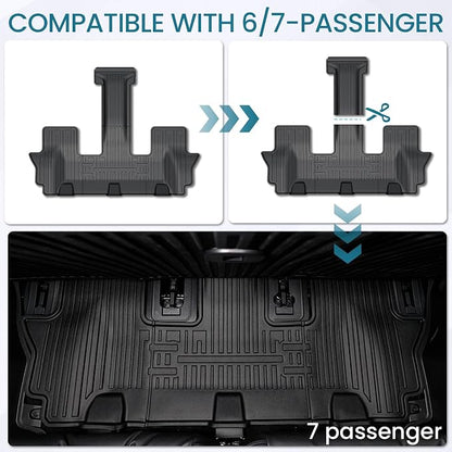 Floor Mats for 2024 2025 2026 Hyundai Santa Fe Car Mat Accessories(Fit Hybrid and Gas), All Weather TPE Cargo Mat Trunk Mat with Backrest Mats